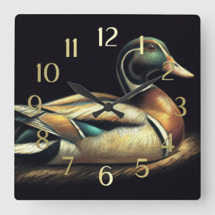 Relógio Quadrado Decodificação de Pato de Mallard de Desenho do Pas