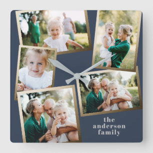 Relógio Quadrado Decor da casa da família multi-foto moderna na mo