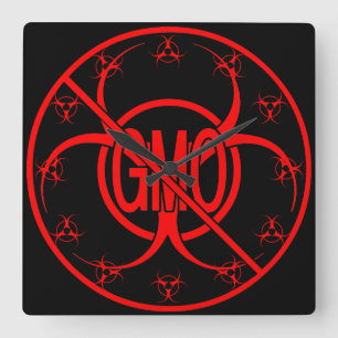 Relógio Quadrado Decor de Advertência de Perigo Biológico para Reló