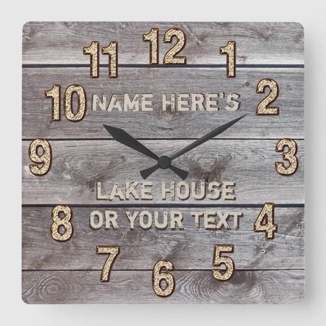 Relógio Quadrado Decoração Personalizada de Parede para Casa de Mad (Frente)