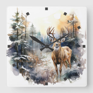 Relógio Quadrado Deer Wall Clock