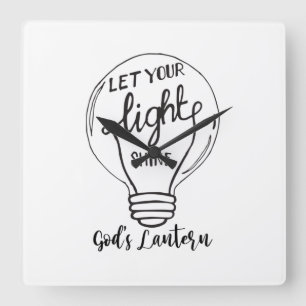 Relógio Quadrado Deixe sua luz brilhar com as lanternas de Deus