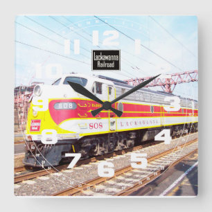 Relógio Quadrado Delaware Lackawanna e locomotiva ocidental 808