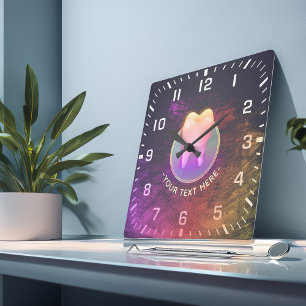 Relógio Quadrado Dentista profissional Dentista Rosa Clínico Denta