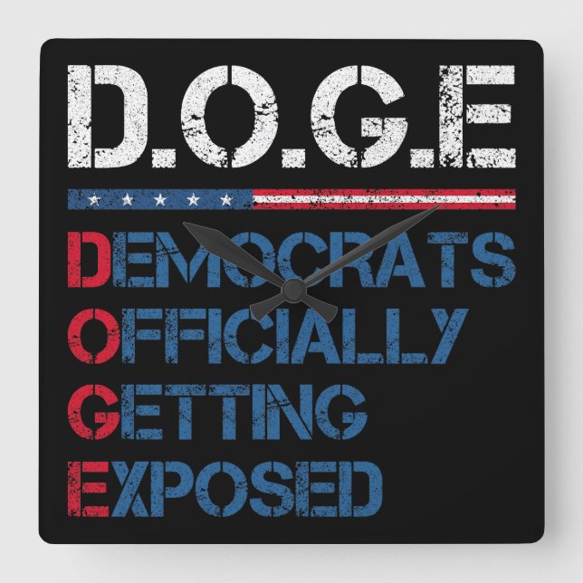 Relógio Quadrado Departamento De Eficiência Do Governo DOGE (Frente)