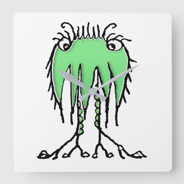 Relógio Quadrado Desenho bonitinho de alienígena (Frente)