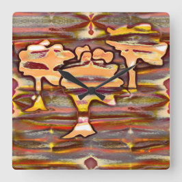 Relógio Quadrado Desenho de abstrato com manchas arborizadas, desca