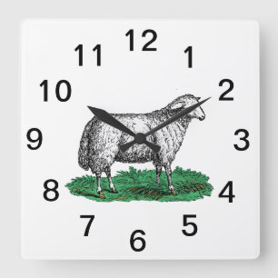 Relógio Quadrado Desenho de Animais de Fazenda Ovelha Feminina Anti