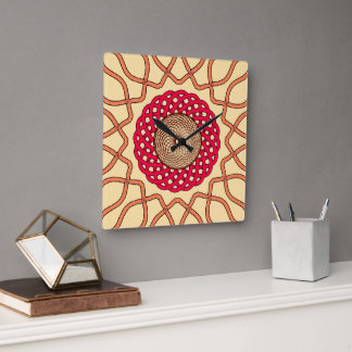 Relógio Quadrado Desenho de Mandala Espiral Orgânica