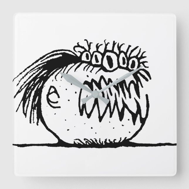 Relógio Quadrado Desenho de monstro fantasma feio (Frente)