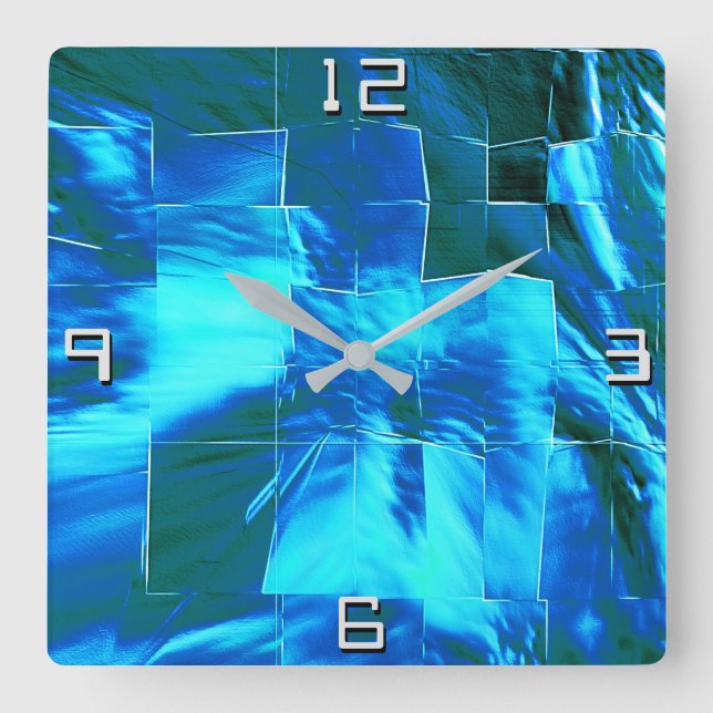 Relógio Quadrado Desenho de mosaico abstrato, céu ou ligeiramente a (Frente)