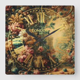 Relógio Quadrado Desenho de Pastel de um Vestuário Antiquado