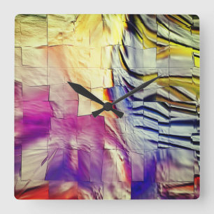 Relógio Quadrado desenho do mosaico abstrato ligeiramente esculpido