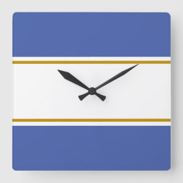 Relógio Quadrado Desenho Esportivo Azul Marinho Branco Listras de C