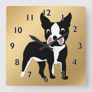 Relógio Quadrado Desenhos animados de Boston Terrier
