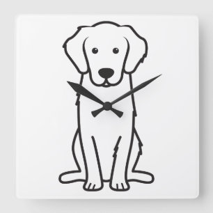 Relógio Quadrado Desenhos animados do cão do golden retriever