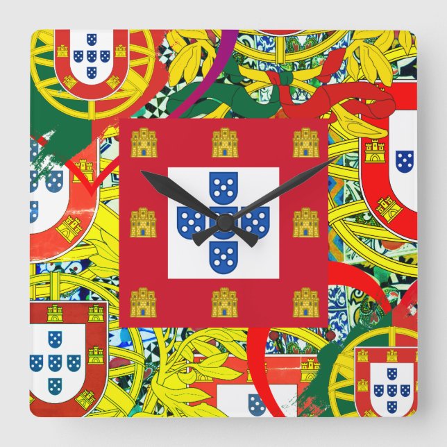 Relógio Quadrado desenhos portugueses  (Frente)