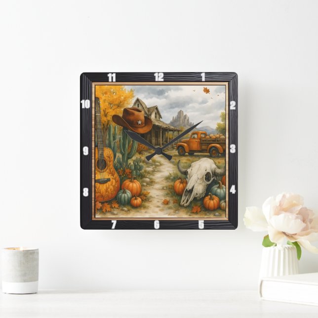 Relógio Quadrado Desert Autumn Ranch Life (Lar)