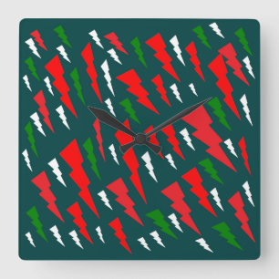 Relógio Quadrado Design abstrato da árvore de Natal verde vermelho 