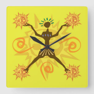 Relógio Quadrado Design africano