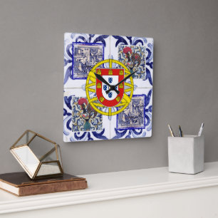 Relógio Quadrado Design de arte popular portuguesa