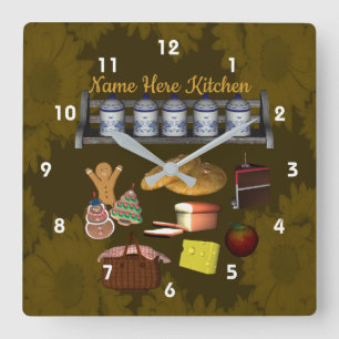 Relógio Quadrado Design de cozinha branca personalizada  