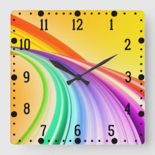 Relógio Quadrado Design de Fundo Laranja abstrato amarelo