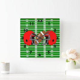 Relógio Quadrado Design de Futebol Americano