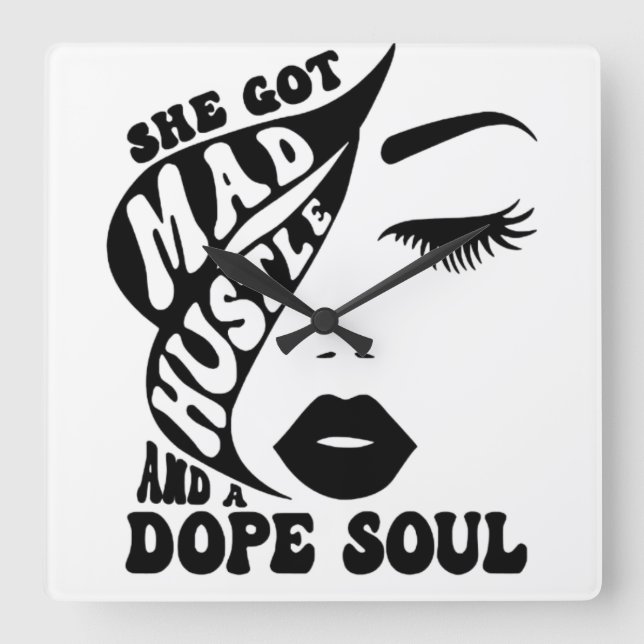 Relógio Quadrado Design de Hustle natalino para empoderar mulheres  (Frente)