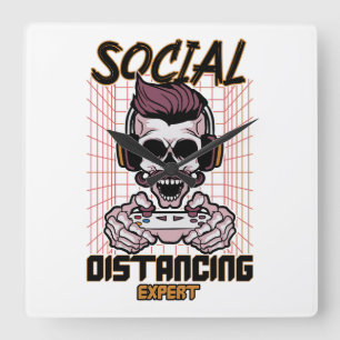 Relógio Quadrado Design de jogos especialista em distanciamento soc