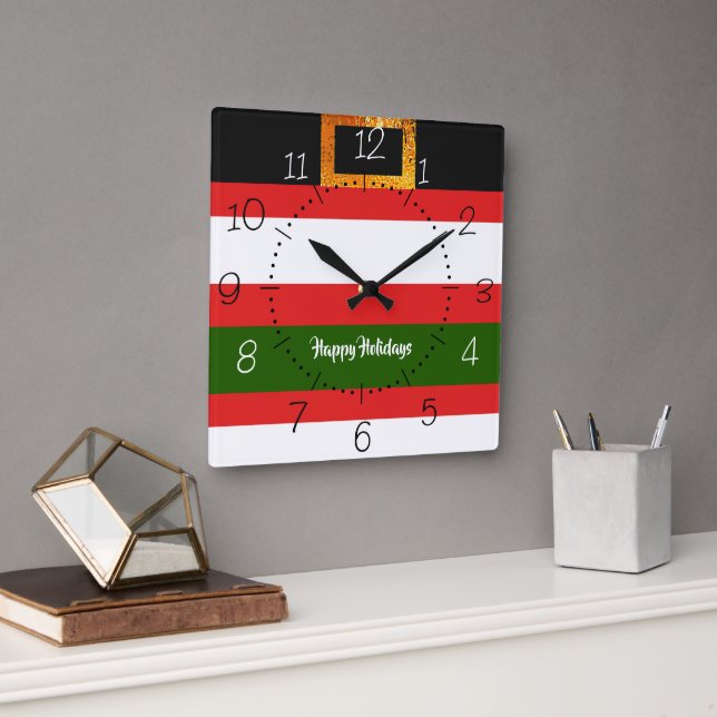 Relógio Quadrado design de Natal dos papais noeis (Escritório)