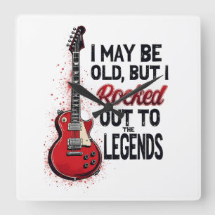 Relógio Quadrado Design de Nostalgia de Música Clássica de Guitarra