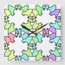 Relógio Quadrado Design de Pastel