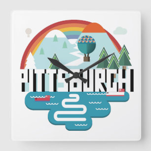 Relógio Quadrado Design de Pittsburgh, arquitectura da cidade de