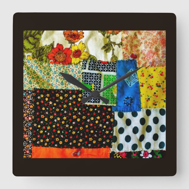 Relógio Quadrado Design de Quilt Americano (Frente)