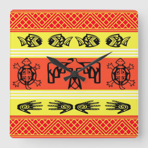Relógio Quadrado Design do folclore