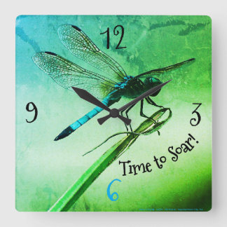 Relógio Quadrado design 'Greenwood Dragonfly'