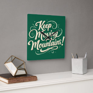 Relógio Quadrado Design Motivacional Montanhas em Movimento