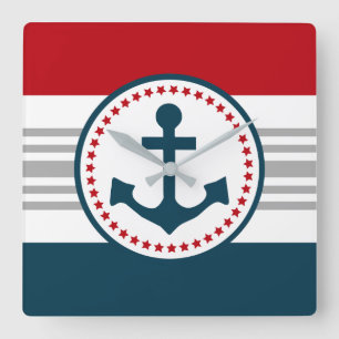 Relógio Quadrado design náutico