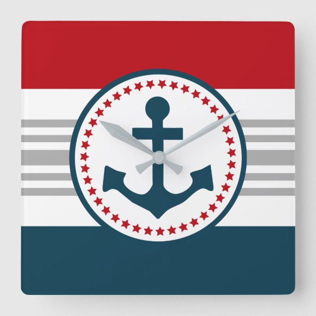 Relógio Quadrado design náutico (Frente)