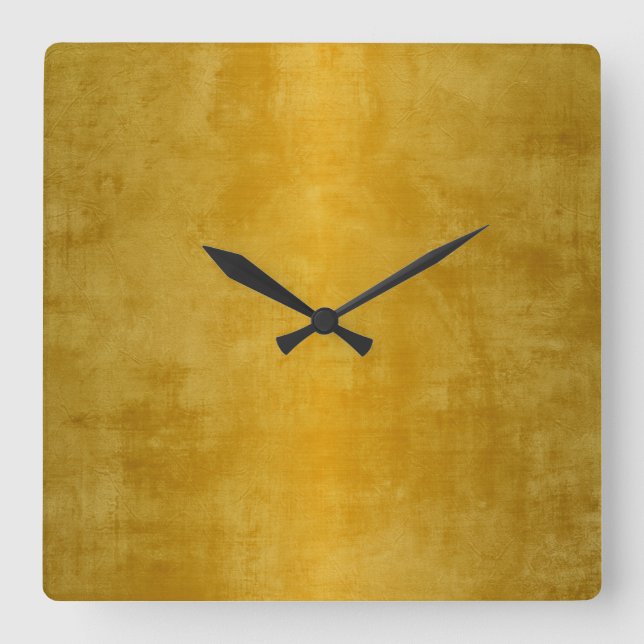 Relógio Quadrado Destaques do Decor Doméstico Dourado Metálico (Frente)