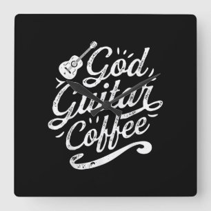 Relógio Quadrado Deus Guitar Café Música Sobrenha Frio
