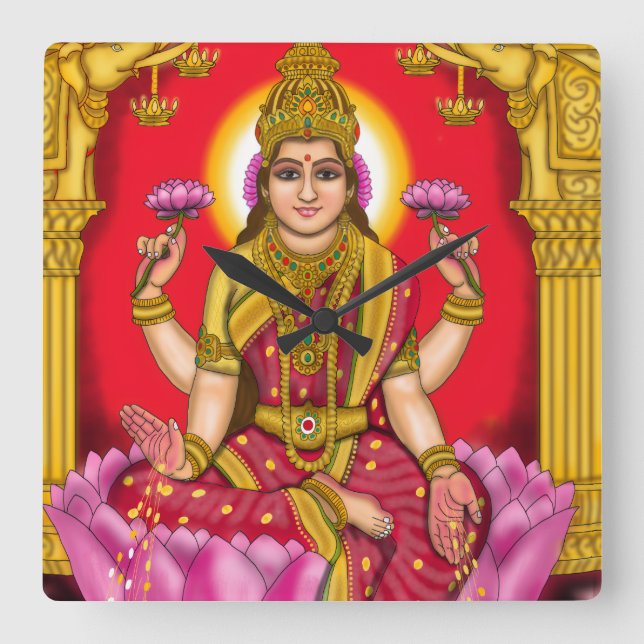 Relógio Quadrado Deusa Lakshmi Clock (Frente)