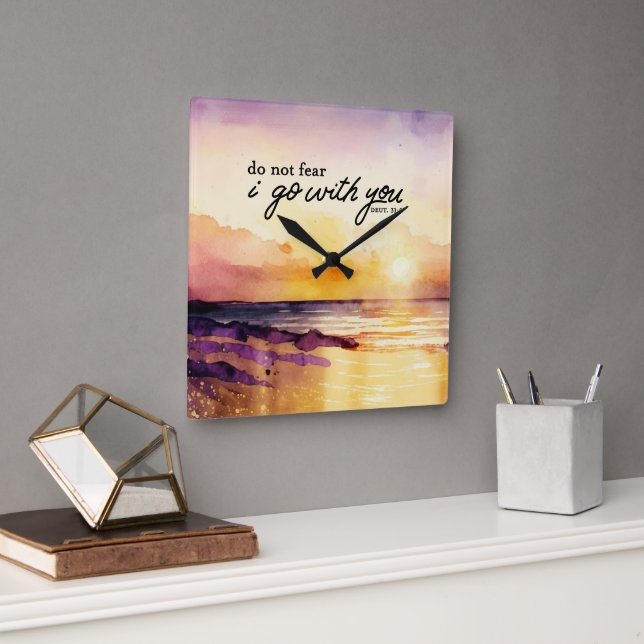 Relógio Quadrado Deuteronomia 31:6 Não tenha medo de ir com você Bí (Escritório)