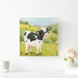 Relógio Quadrado Dia da Vaca Fora