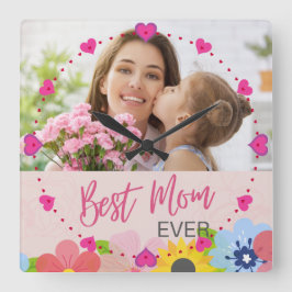 Relógio Quadrado Dia de as mães Feliz, Melhor Mãe de sempre
