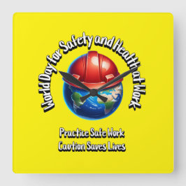 Relógio Quadrado Dia Mundial da Segurança e da Saúde no Trabalho