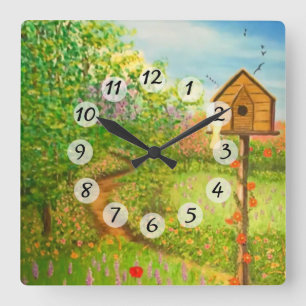 Relógio Quadrado Dia primavera