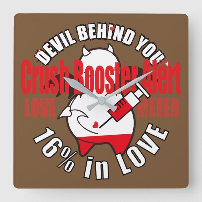 Relógio Quadrado Diabo tímido bonito no AMOR (Frente)