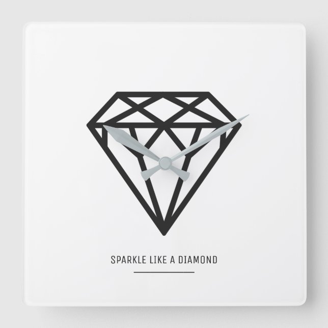 Relógio Quadrado Diamante (Frente)